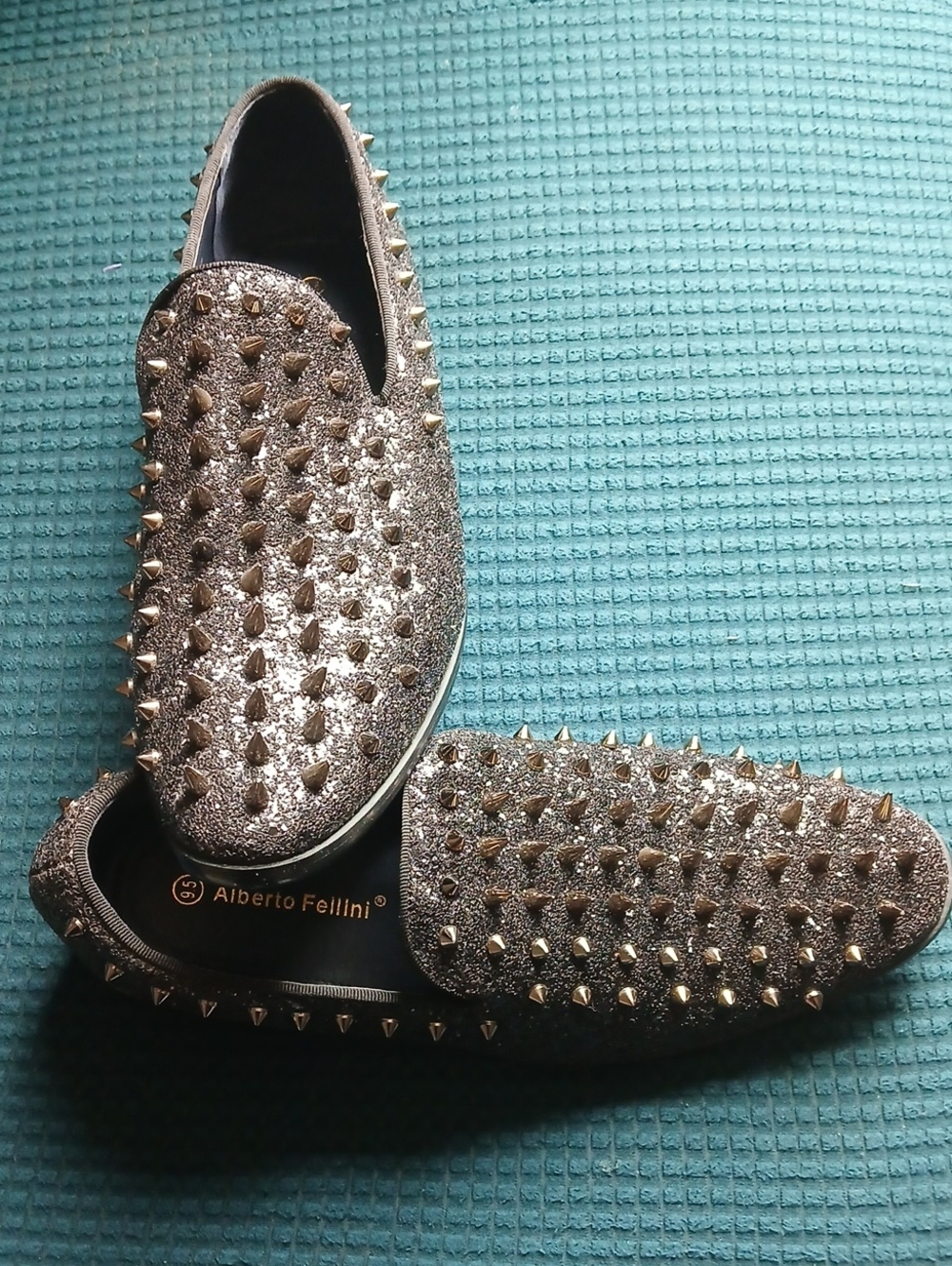 Alberto Fellini Men's Metallic Spike Slip-On Loafers - Gold